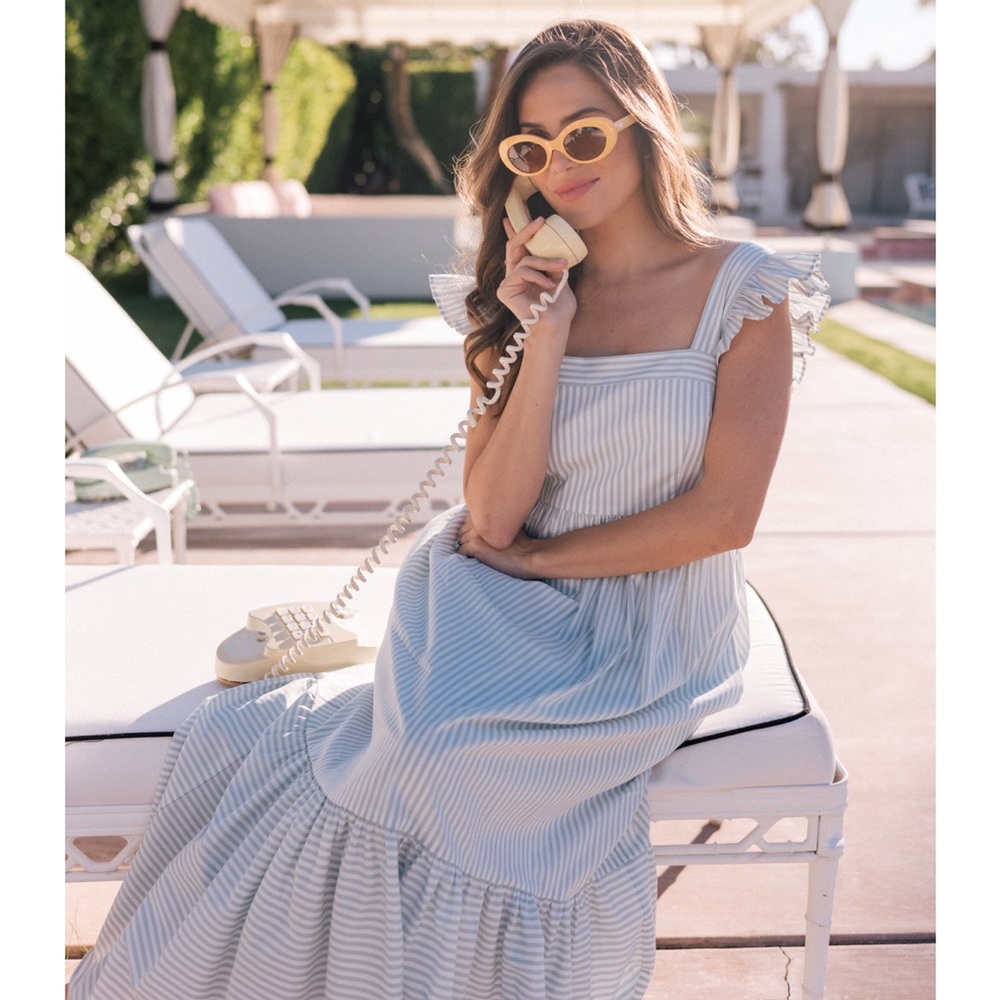 Gal Meets Glam Jasmine Stripe Square Neck Maxi Sundress Sz 14 - Picture 9 of 9